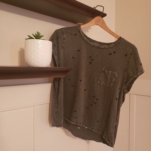 Charcoal distressed crop top